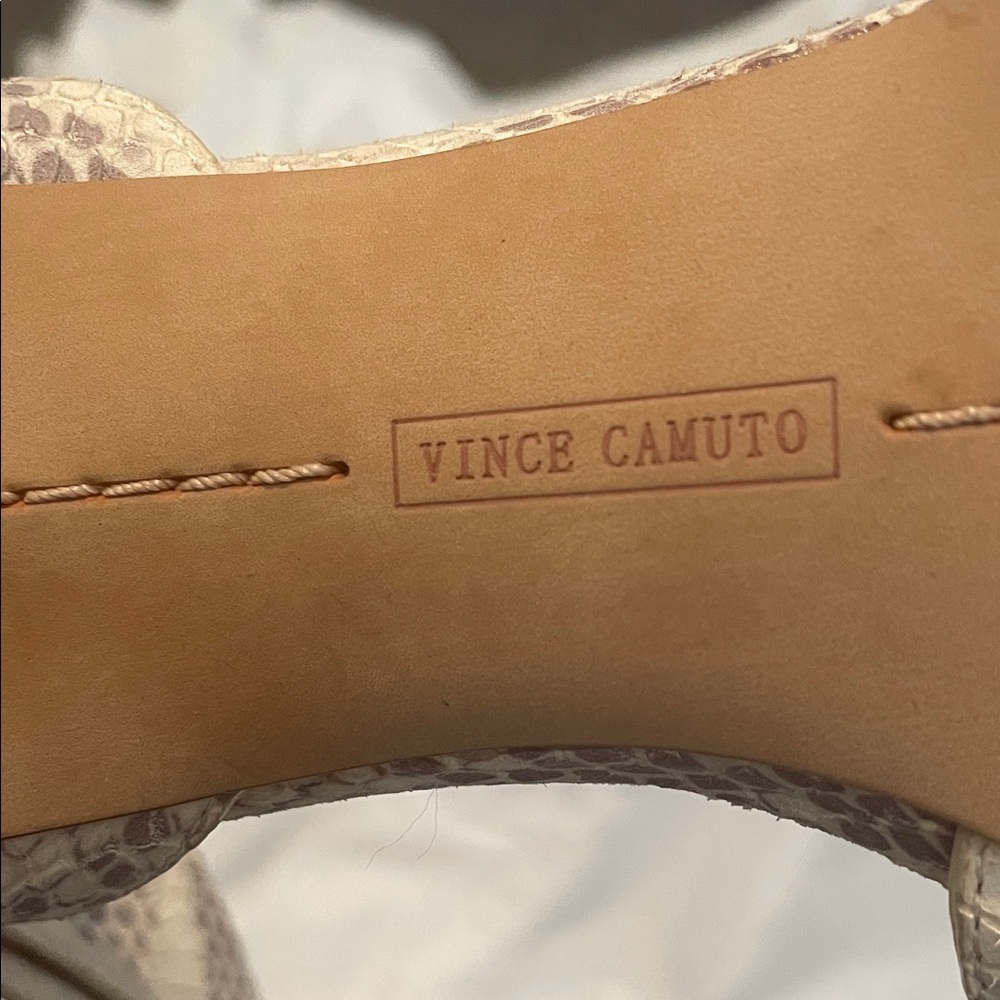 Vince Camuto High-Heel Ankle Strap Sandals in Neutral Snake Print - Picture 9 of 10